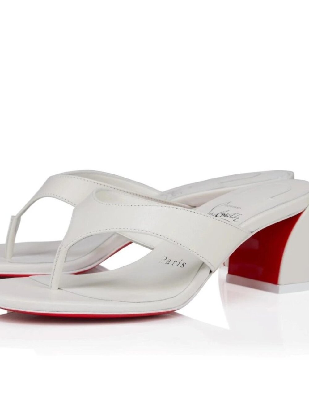 Christian Louboutin JANETONGA 55 Leather Thong Mule Sandals Heels Size 36.5